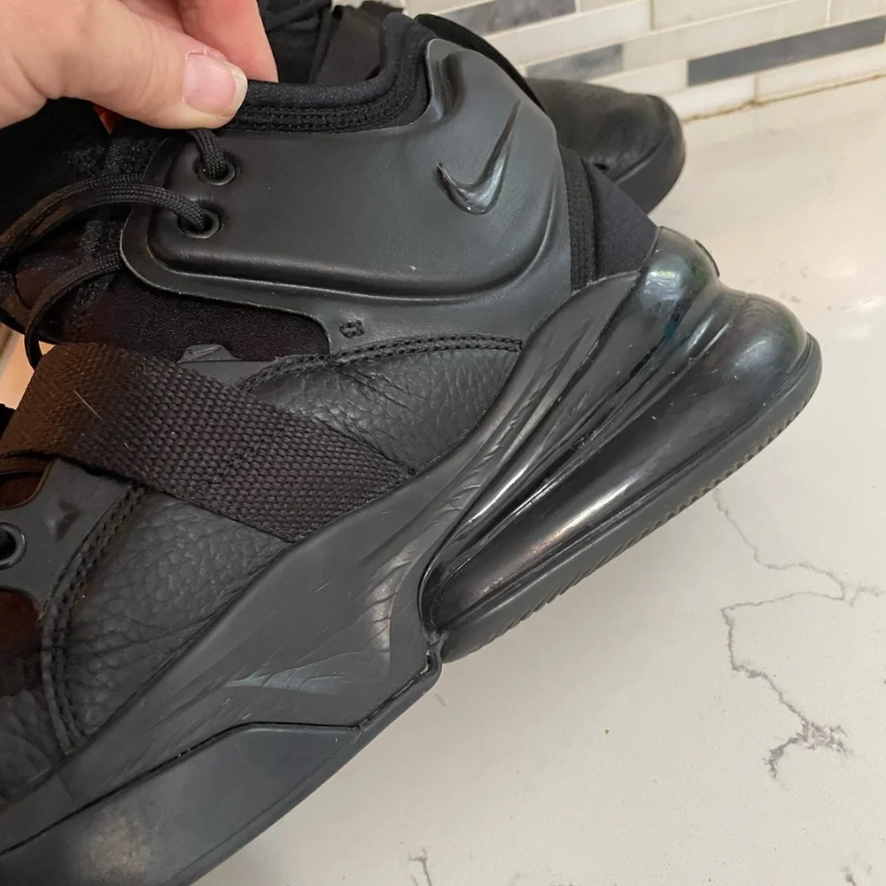 Nike Air Force 270 Triple Black High top buckle strap Sneakers Mens 11